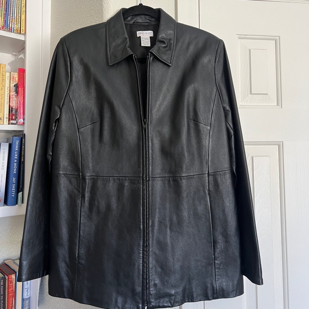A pea in the pod genuine leather jacket